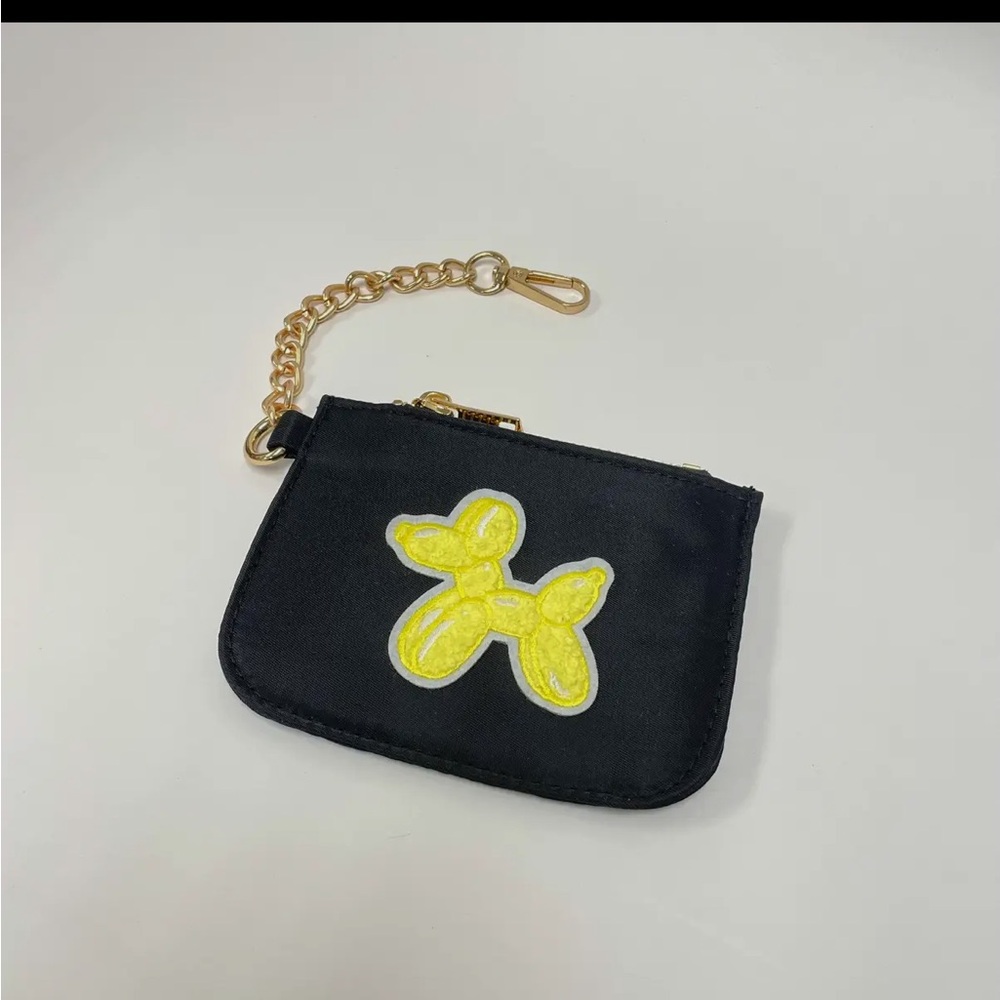 Black Key & Card Holder with Yellow Balloon Dog Patch